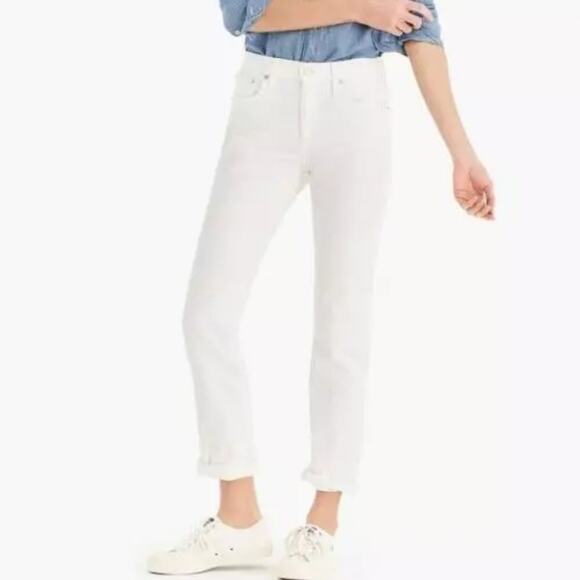 J.‎ CREW Slim Broken-In Boyfriend Jeans In White 30 - Picture 1 of 12